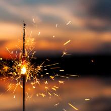 Sparkler against a sunset