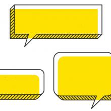 five yellow speech bubbles