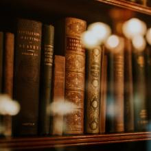 A row of books on a shelf