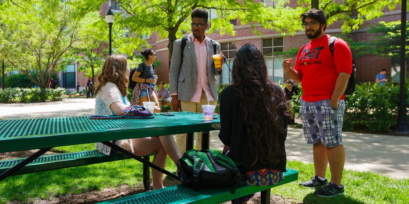 Depaul University students on the quadrangle