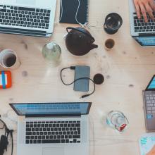 Laptops on a table