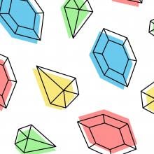 illustration of different colored gemstones