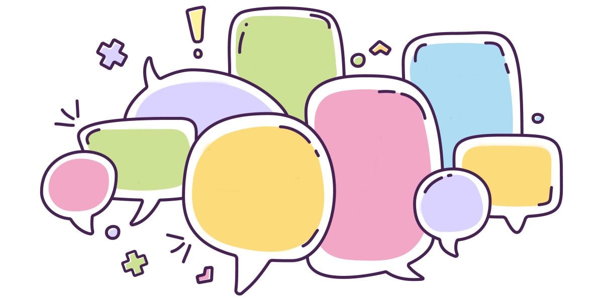 Illustration of different colored speech bubbles